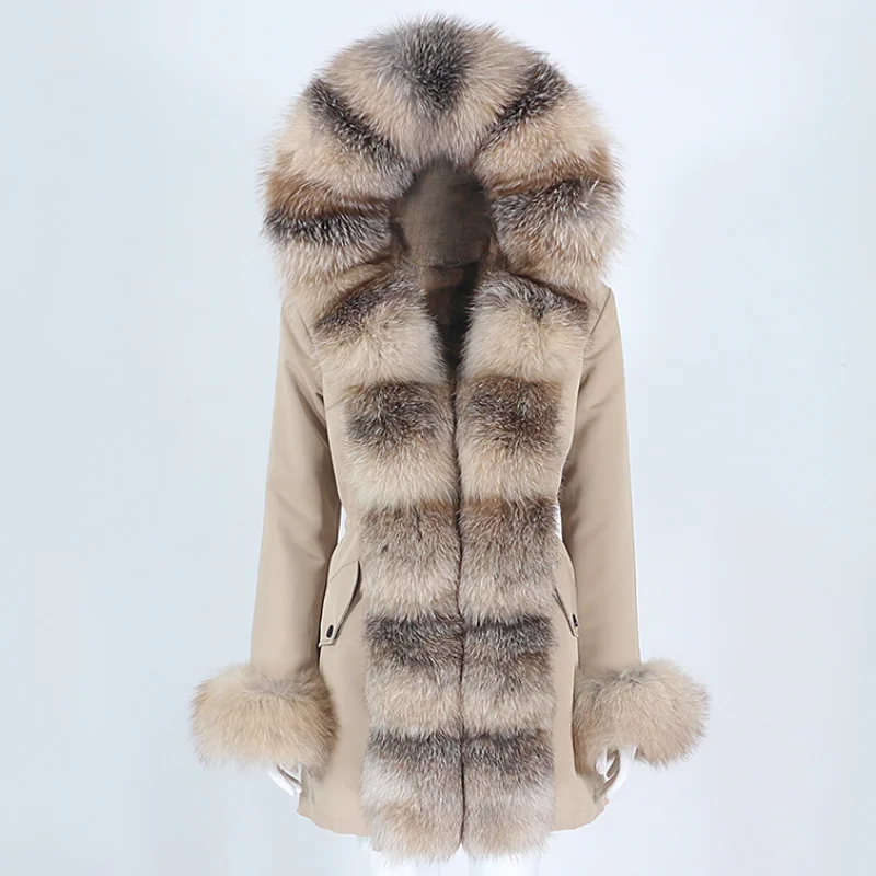 

2021 New Waterproof Winter Jacket Women Real Fur Coat Natural Real Fox Raccoon Fur Hooded Long Parkas Warm Outerwear Detachable