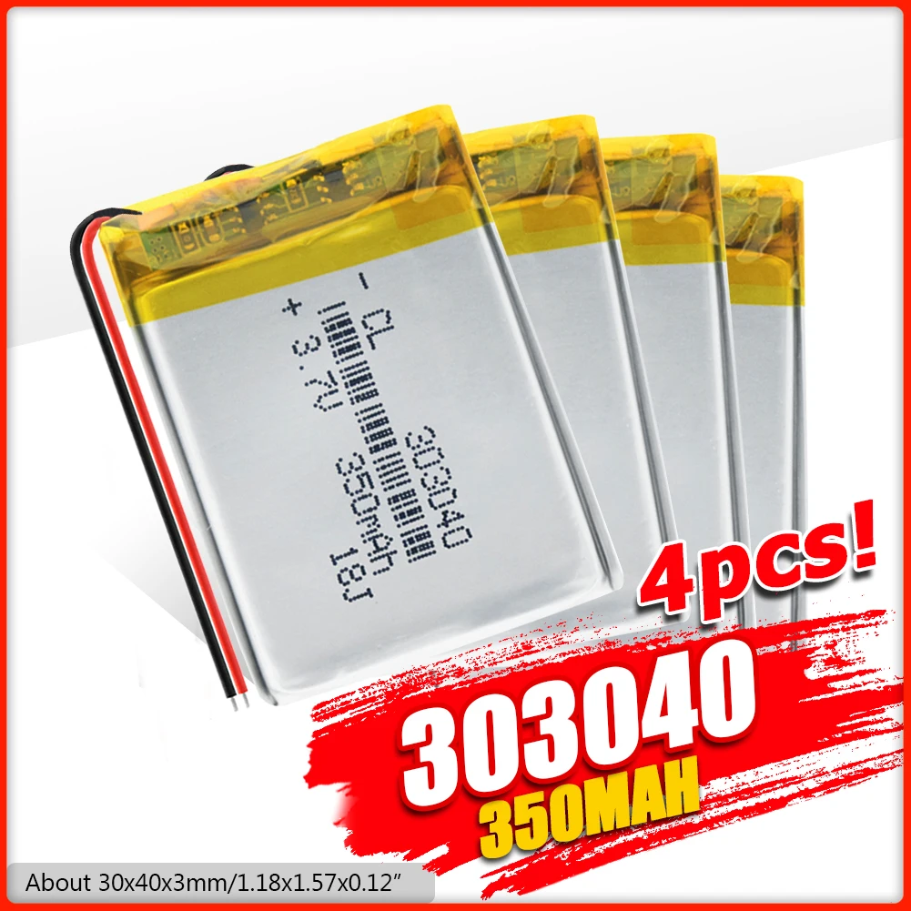 Литий полимерный аккумулятор литий ионные аккумуляторы 350 мАч 303040 для