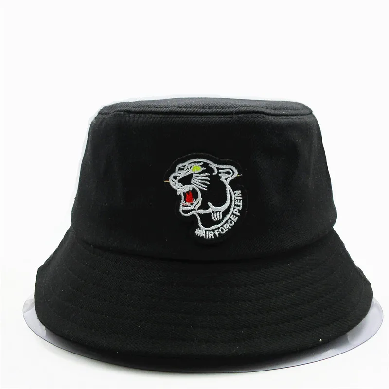 LDSLYJR хлопковая Панама с черной вышивкой леопарда рыбацкая шляпа уличная дорожная