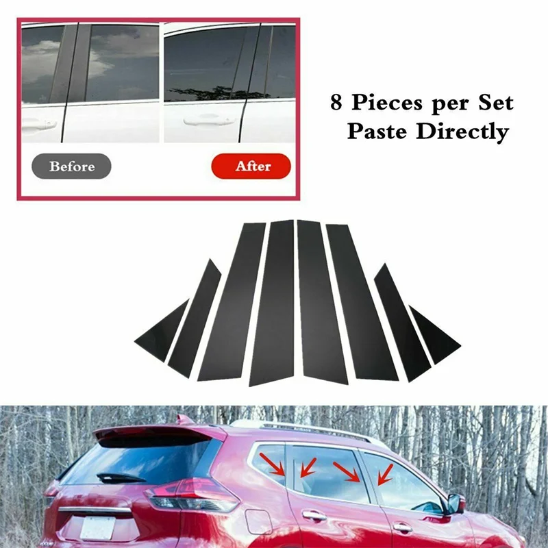 

8pcs Set Door Window Trim Pillar Posts Piano Molding Cover Fit For Nissan Rogue 2014-2020