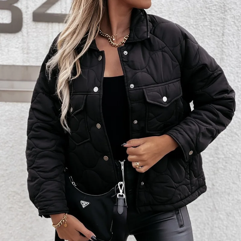 

Woman Jack Winter Fashion Street Winter Solid Color Long Sleeve Button Cotton Clothes Women's Blouse Jacket Trend куртка женская