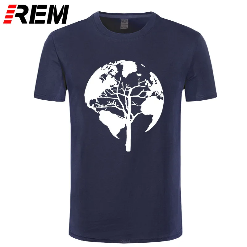 

REM Summer T-shirt Funny Tree Nature World Map Short Sleeve Dad and Mom T shirt Casual Tee Tops
