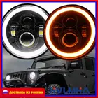 7-дюймовые светодиодные фары DRL ближнийДальний свет 60 Вт Кольцо Halo Янтарный глаз ангела для Jeep JK TJ Lada Offroad 4x4 Niva UAZ Suzuki Mazda 12 в 24 В