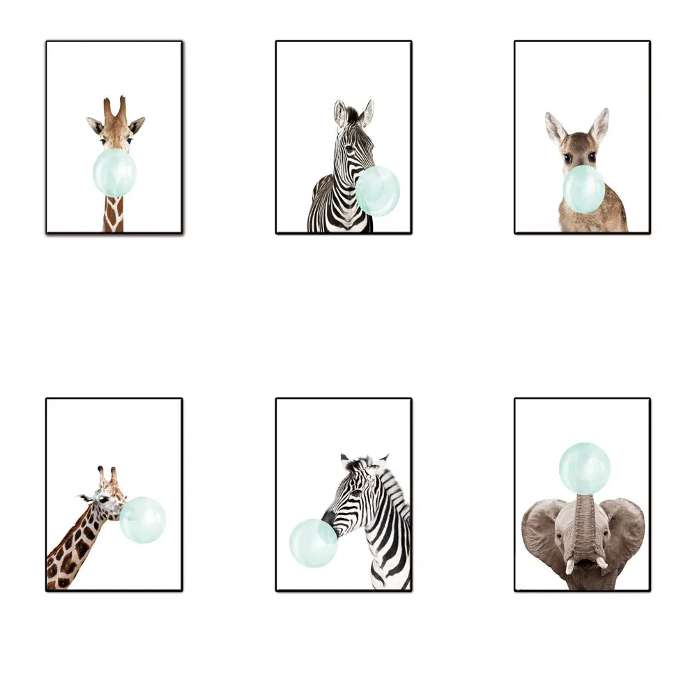 

Safari Baby Animals Canvas Poster Nursery Elephant Wall Art Print Modern Animal Painting Nordic Kid Bedroom Decoration Picture