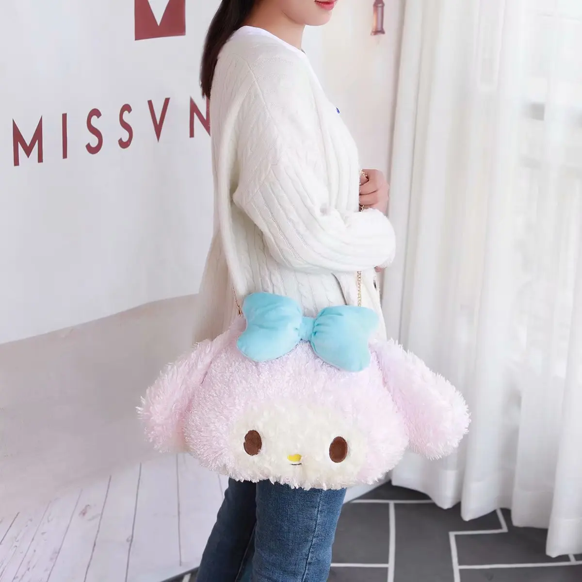 Kawaii мультфильм кролик мой музыкальный плюшевый сумка на плечо; сумка-мешок милая кукла-кролик подходит для девочек красивые подарки