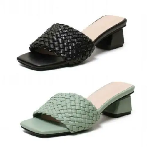 

Для женщин открытые летние открытый носок Блок шлепанцы на низком каблуке удобные ботинки; Большие размеры 34-43 C74