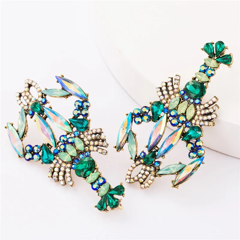 Женские богемные серьги Pauli Manfi Разноцветные в форме лобстеров с кристаллами