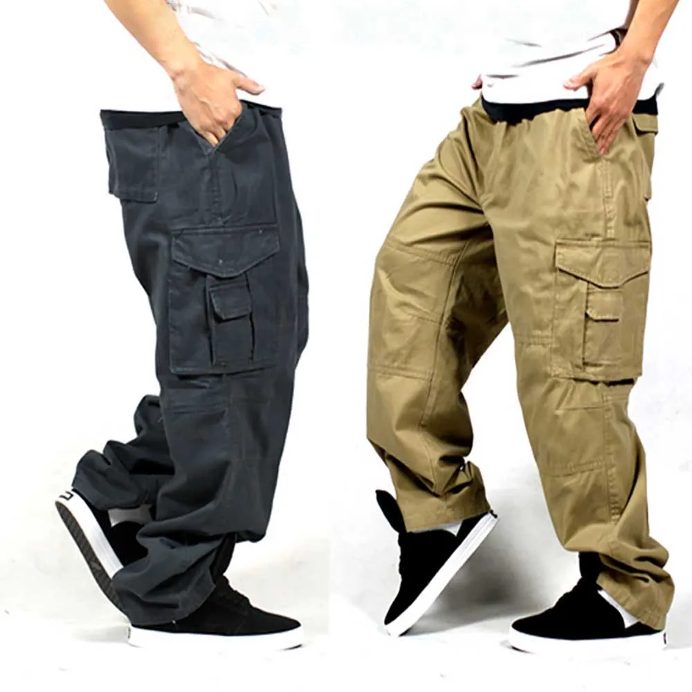 

Fashion Loose Baggy Cargo Pants Men Casual Hiphop Harem Trousers Wide Leg Plus Size Streetwear Male Clothing