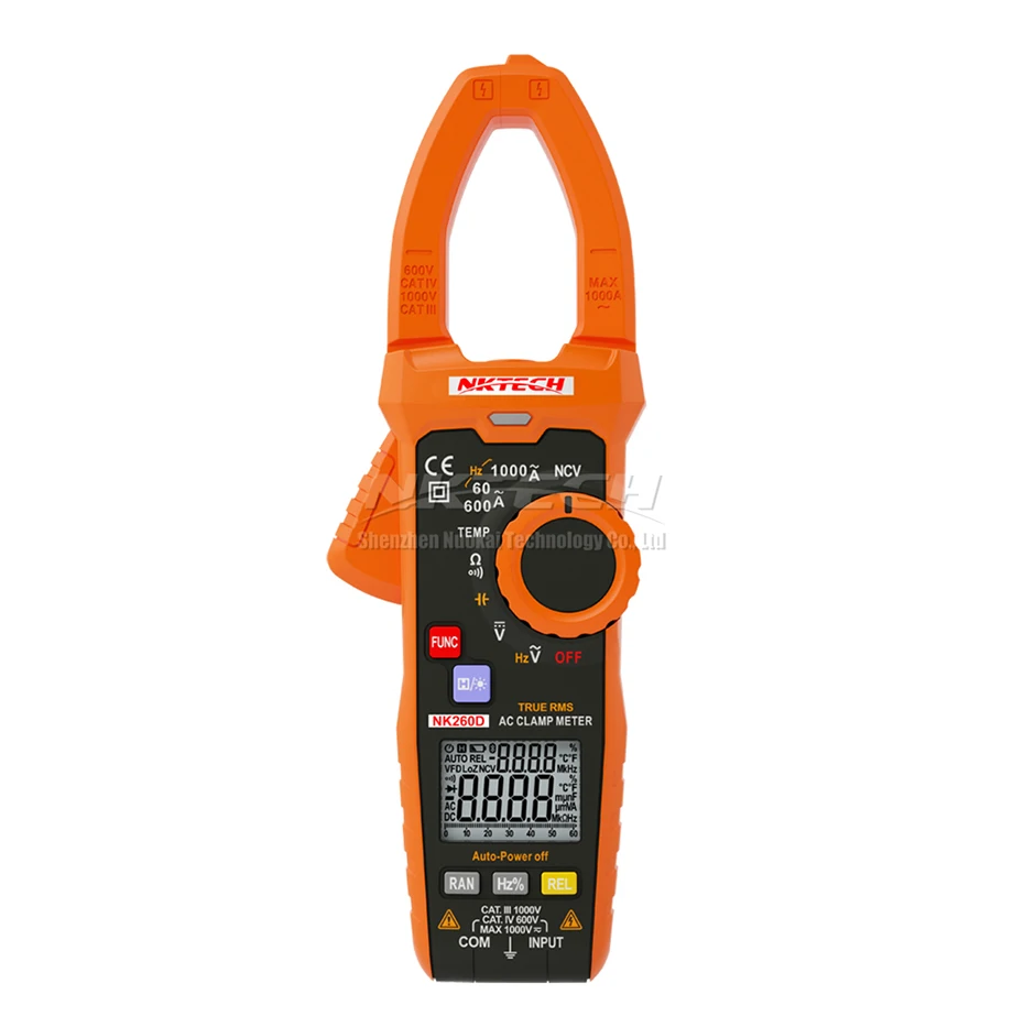 Цифровой токоизмеритель-зажим NKTECH NK260D Ture RMS температуры напряжения переменного