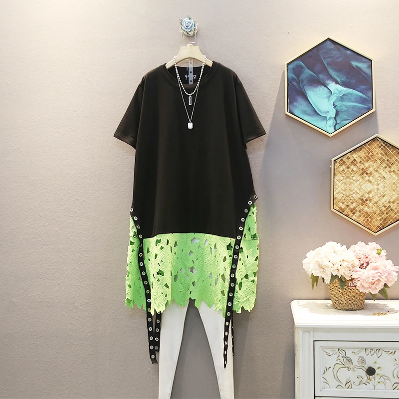 Женское платье с круглым вырезом [EWQ] повседневные Лоскутные пуловеры коротким