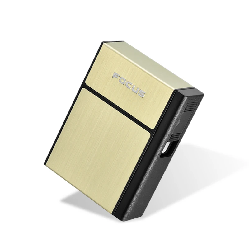 YH-035A GOLD Фокус Абсолютно держатель Ciagrette коробка со съемными USB электронными зажигалками Беспламенное ветрозащитное табачное портсигар чехол зажигалки - Цвет: YH-035A GOLD