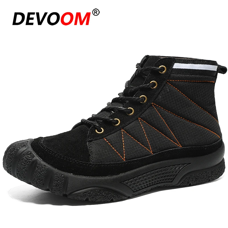 Мужские кожаные кроссовки для активного отдыха теплые водонепроницаемые охоты с