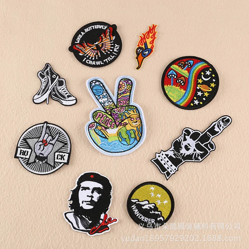 

20pcs/lot Round Embroidery Patches Letters Strange Things Palm Sports Clothing Accessories Heat Transfer Badge Iron Clothes