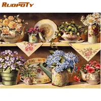 ruopoty acrylic painting by numbers for adults with frame 60x75cm flowers modern wall art picture by numbers for diy gift
