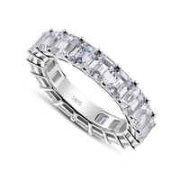 diamond jewelry 925 silver bridal ring emerald cut wedding engagement for women gift