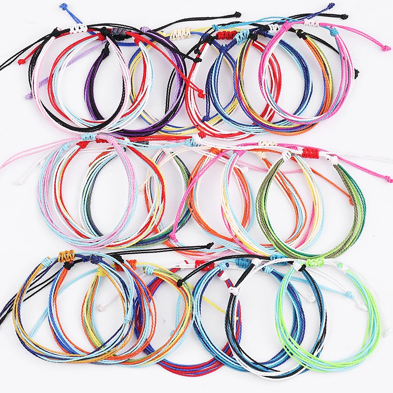 Браслет ручной работы водонепроницаемый смешанный цвет Вощеная Веревка дружбы