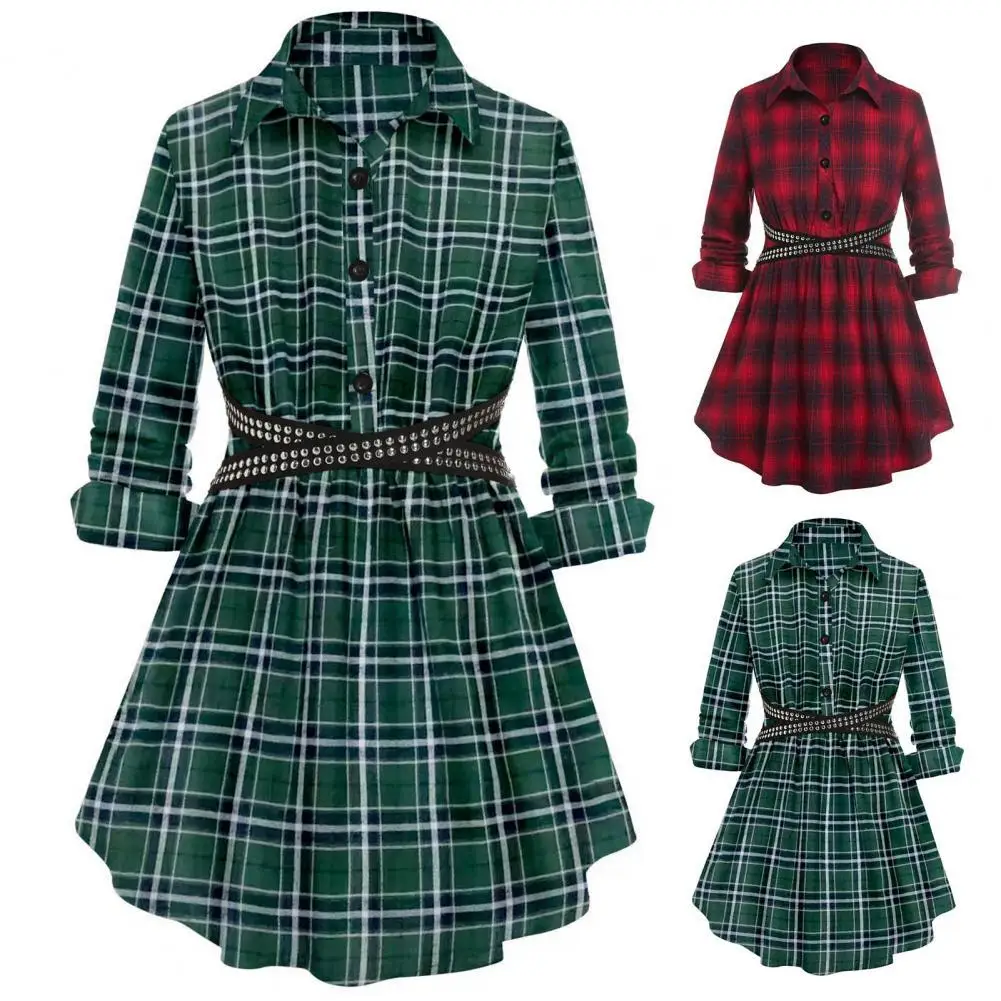 

Стильная облегающая Повседневная рубашка в клетку с поясом, длинная удобная модная рубашка