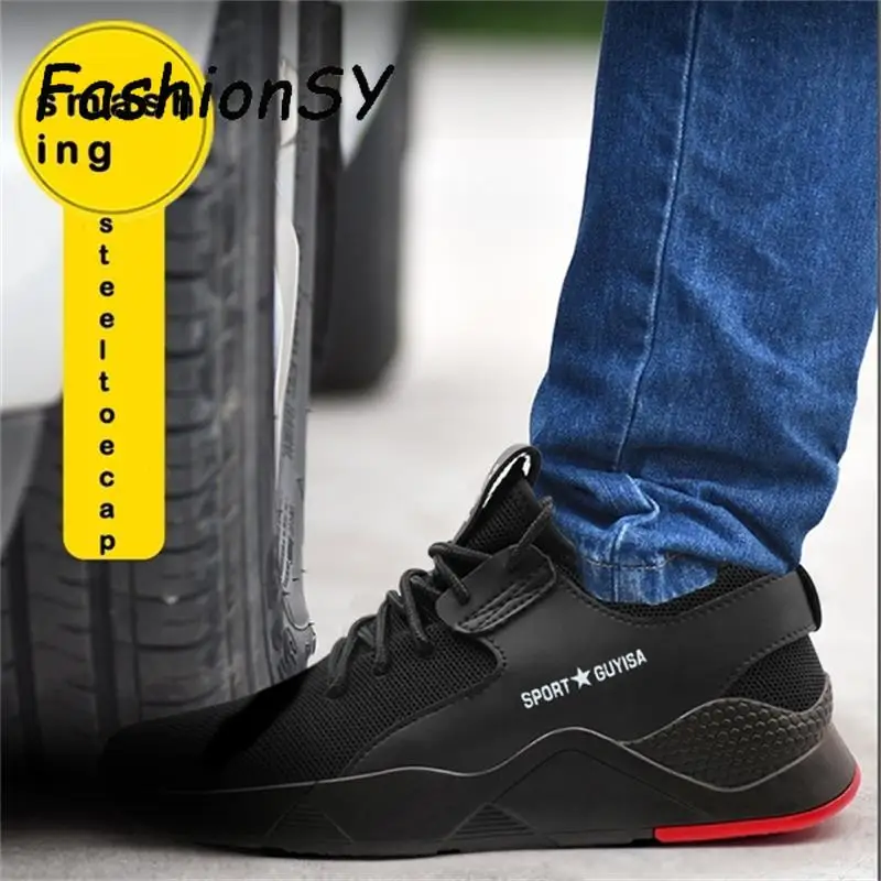 Для мужчин безопасная обувь из сетчатого материала Сталь металлический носок