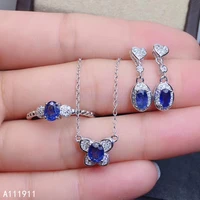 kjjeaxcmy boutique jewelry 925 sterling silver inlaid natural sapphire pendant ring earring classic female suit support test