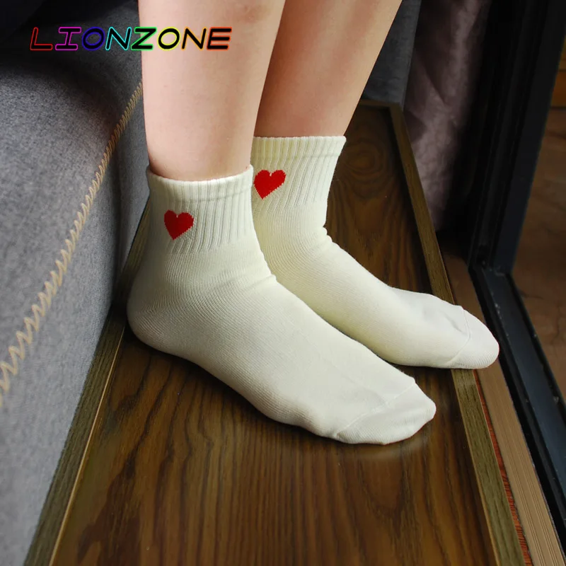 LIONZONE 6 пар/лот милые носки с милыми сердечками женские дышащие удобные осенние зимние забавные бамбуковые носки для отдыха Meias
