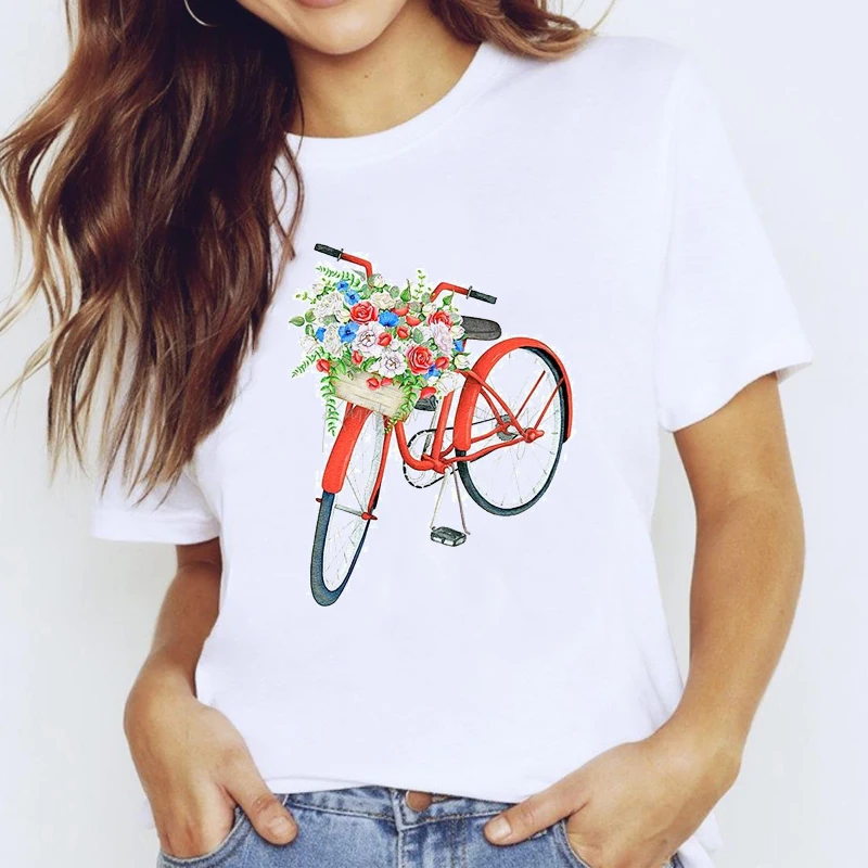 Футболки Топ для женщин 90s велосипед модный тренд Стиль Милая повседневная