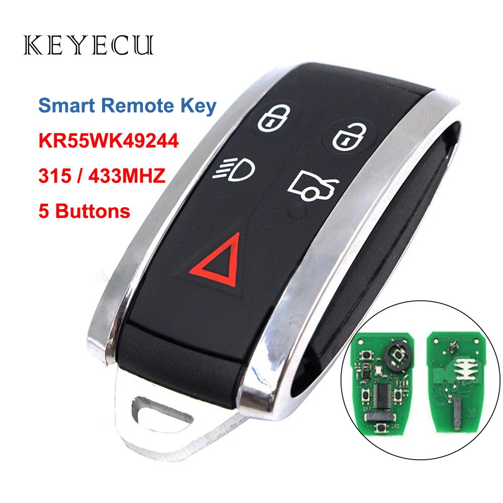 Keyecu ключа дистанционный смарт ключ брелок 5 Кнопка 315 МГц/433 МГц для Jaguar XF XFR XK XKR 2009