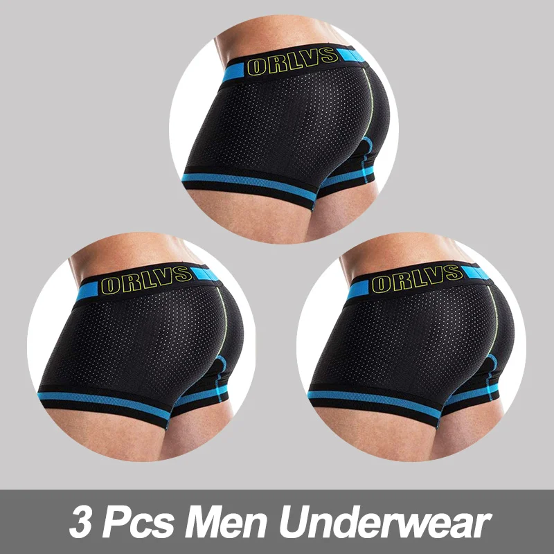 (3)OR499-Black 3 шт., сексуальное нижнее белье cueca, боксеры для мужчин, сетчатые шорты размера плюс, однотонная мужская одежда, боксеры, трусы, шорты, сексуальные трусы для полных мужчин, 100 кг, s - Цвет: (3)OR499-Black