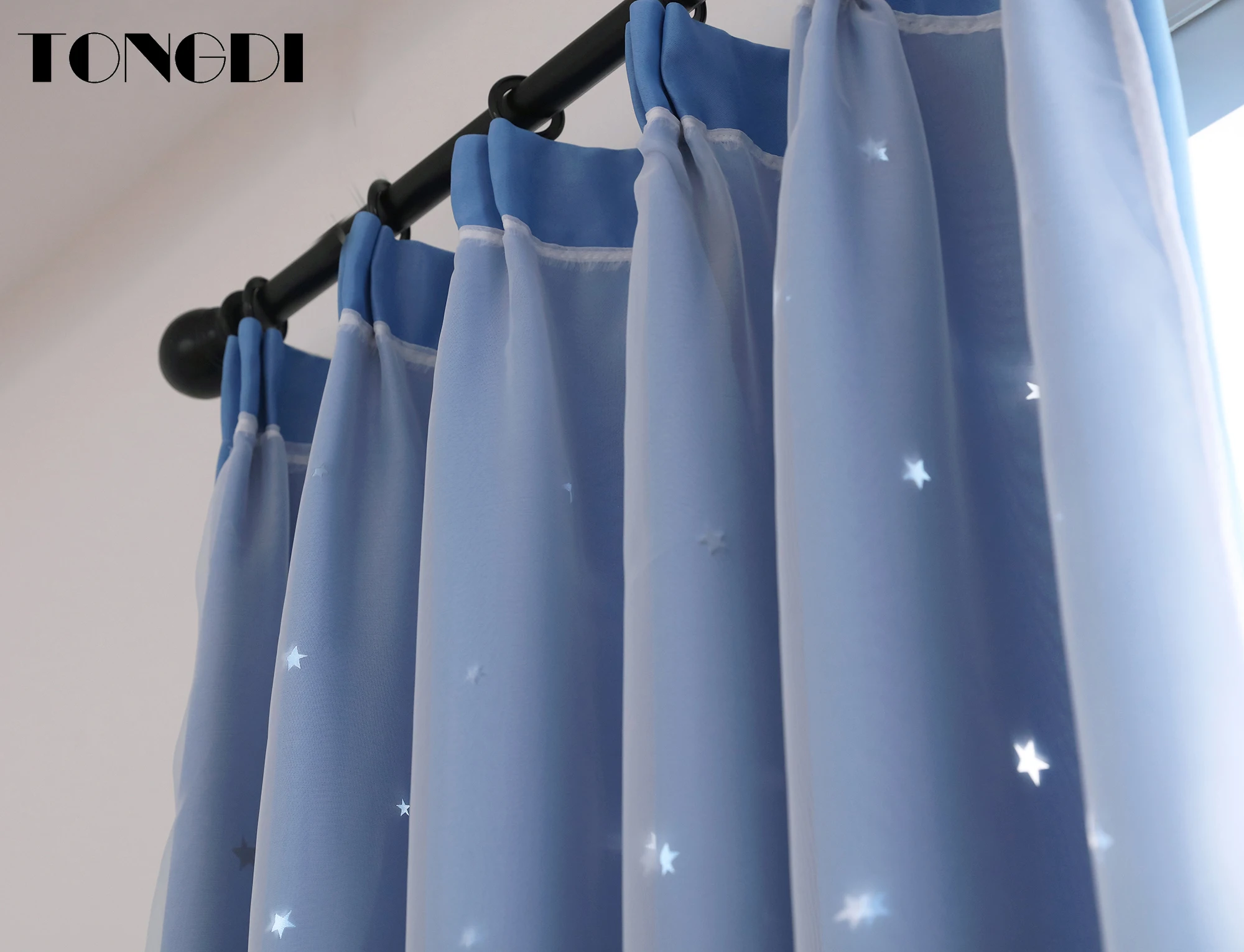 TONGDI полые двухслойные светонепроницаемые шторы со звездами украшение для