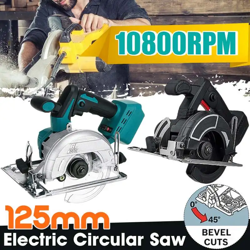 10800RPM 125mm Cordless Electric Circular Wood Cutter 0  to 45  Adjustable Cutting Sawing Machine for 18V Maakita Battery
