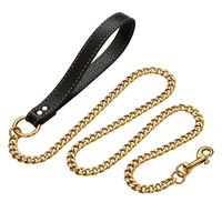 black gold stainless steel dog leashes rope training metal pet leash dogs chain for pet stuff accessories product pug pitbull
