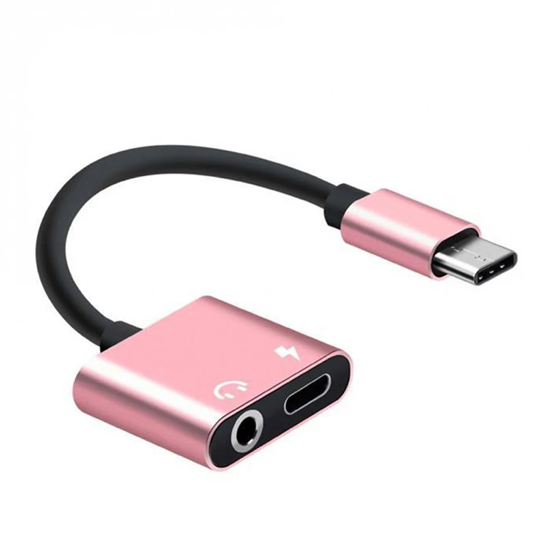 Адаптер для зарядки наушников 2 в 1 с разъемом типа C на 3 5 мм Aux аудио USB