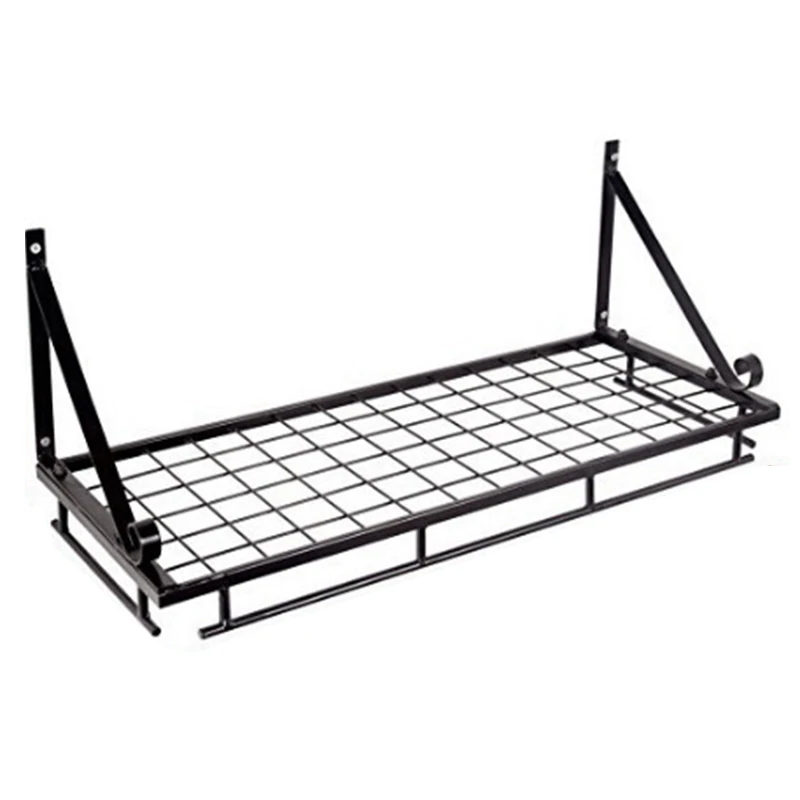 

Kitchen Metal Art Storage Rack Wall Mount Storage Organizer Multifunction Shelf Holder Bathroom Shelf Pot Rack with Hooks 45Cm