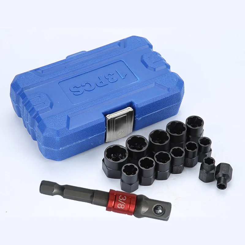 13/14Pcs Impact Damaged Bolt Nut Screw Remover Extractor Socket Tool Kit  Bolt Nut Screw Removal Socket Wrench Removal Set enlarge