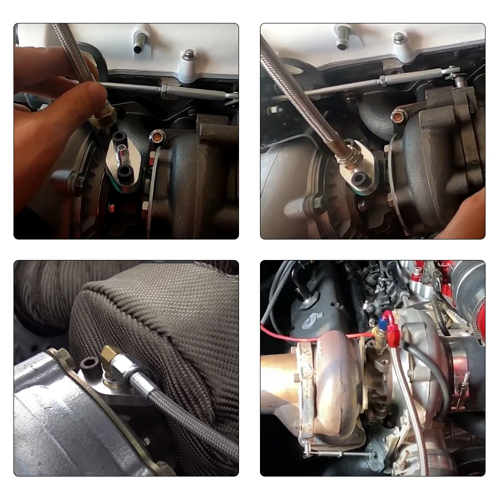 Hypertune Turbo подача масла впускной фланец прокладка адаптер Комплект 4AN 4 AN фитинг T3