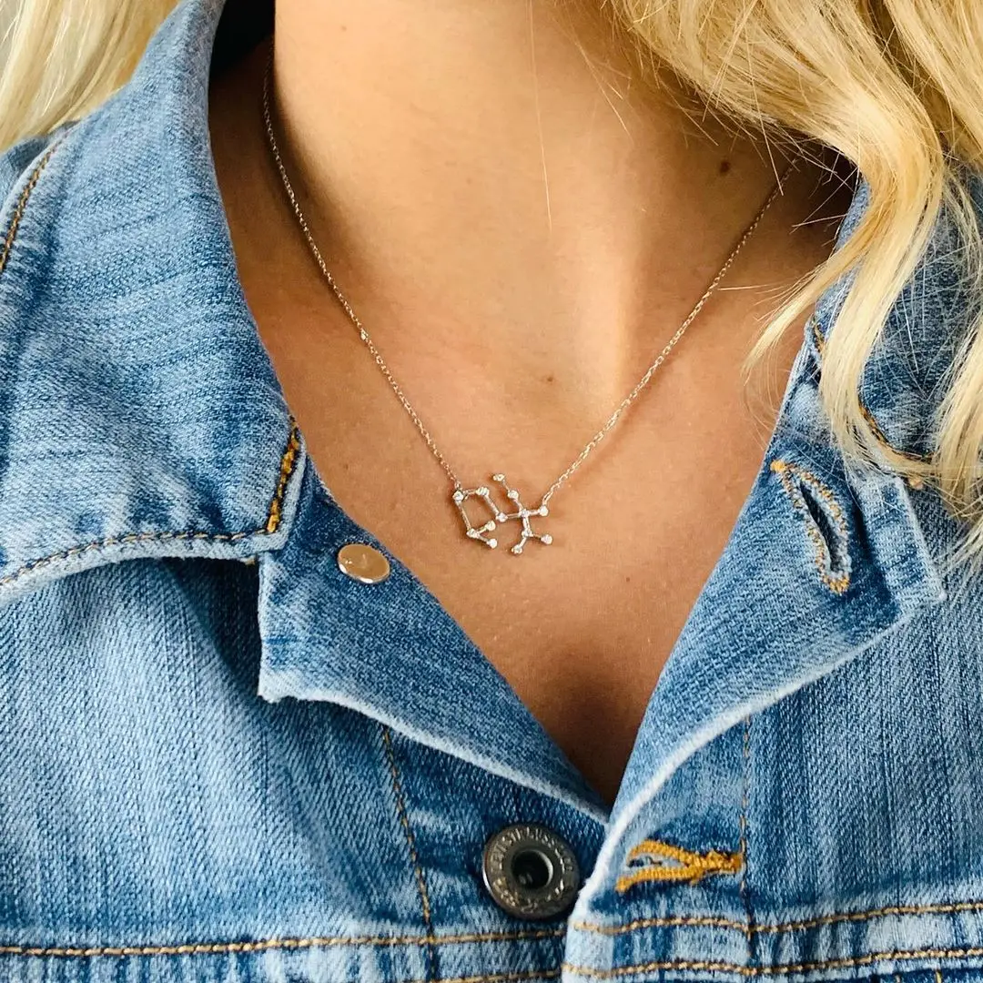 

12 Constellation Zodiac Luckry Wish Pendant Necklace for Women Long Chain Necklace Couple Gold Collar Fashion Jewelry 2021