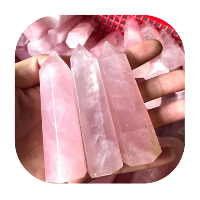 

Natural Rose Quartz Wand Point Crystal Stones For Home Decoration