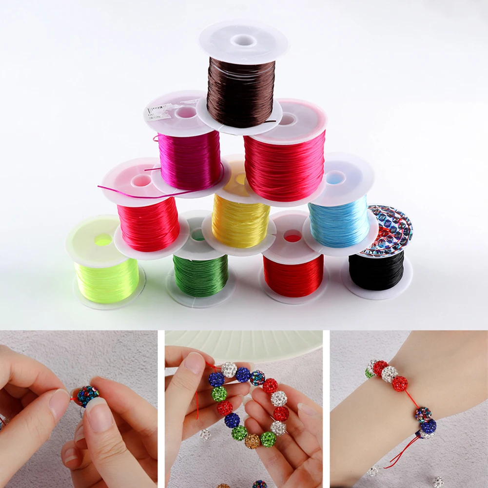 Прочный эластичный шнур с кристаллами 50 м веревка для браслета бисероплетение