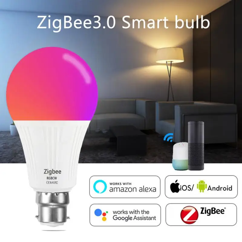

Zigbee умная Светодиодная лампа для дома затемнения светильник 7 Вт Светодиодная лампа RGB для Tuya Smart Life APP Управление работать с Alexa Google Home