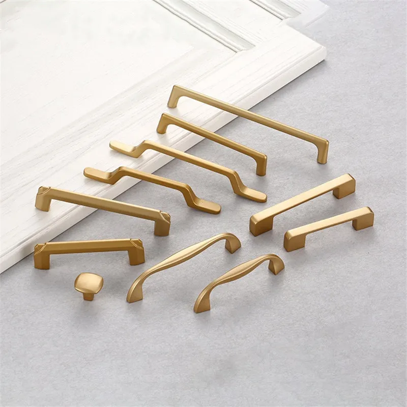 

KK&FING American Solid Aluminum Alloy Gold Cabinet Handles Drawer Knobs Kitchen Cupboard Wardrobe Door Pulls Furniture Hardware