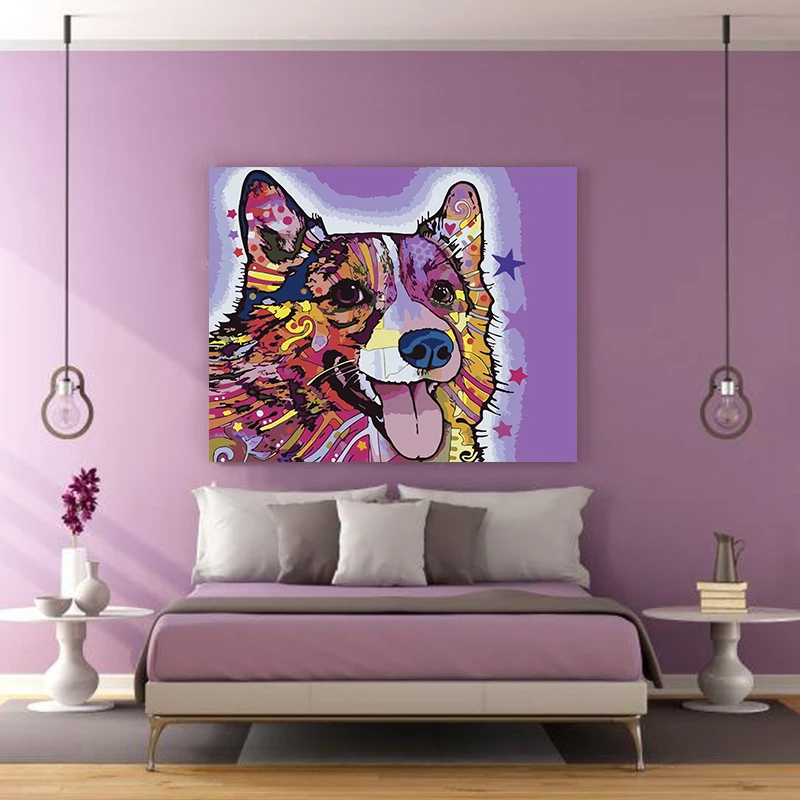 С принтом Собаки домашнее животное картина Картина по номерам впечатление