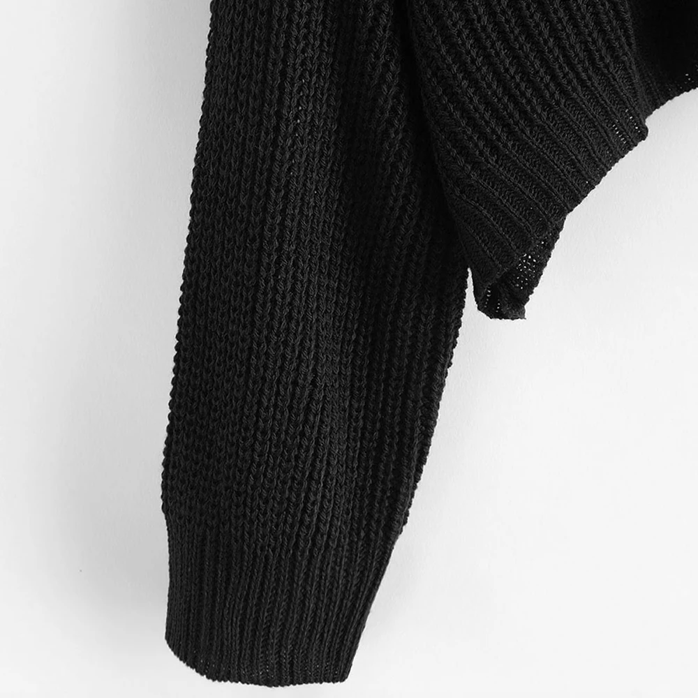 Короткий свободный свитер ZAFUL с v-образным вырезом и спущенными плечами