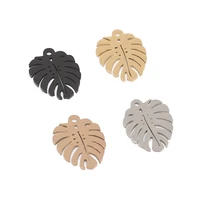 5pcs stainless steel single hole leaves bracelet connectors necklace charms pendant diy jewelry making handcrafted accessories