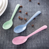 13pcs home spoon new portable kitchen flatware long handle tableware plastic soup spoon wheat straw kitchen dining bar tools