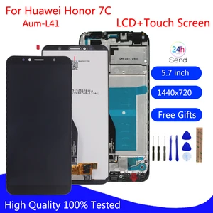 original for huawei honor 7c aum l41 lcd display touch screen repair parts with frame for honor 7c screen lcd display free global shipping