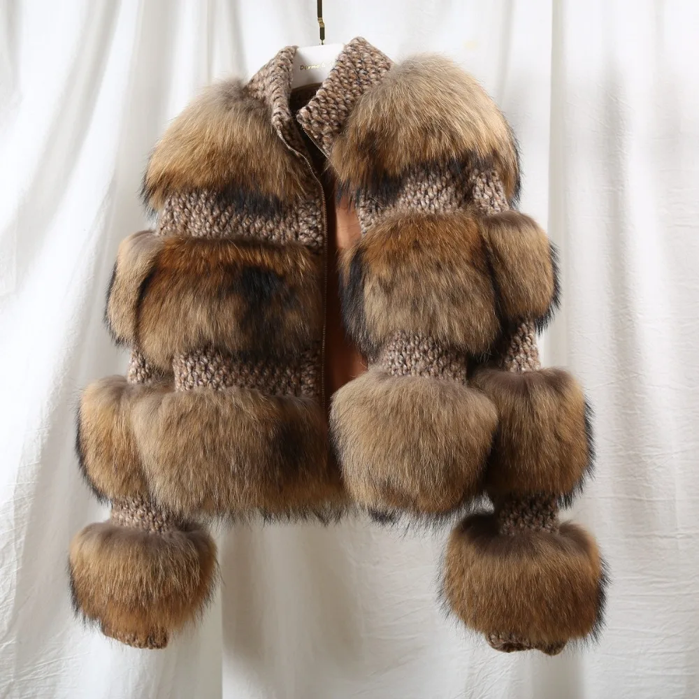 winter jacket women parka real fur coat natural raccoon fur collar woolen coat bomber jacket korean streetwear new