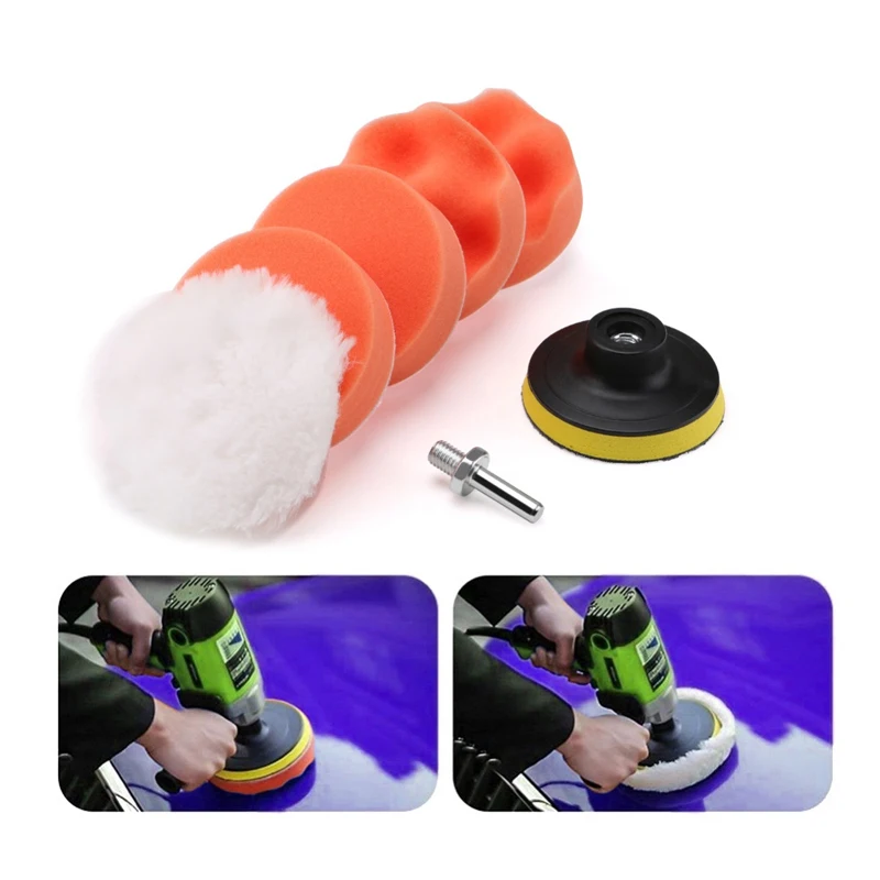 

3inch Car Polishing Disc 7Pcs/Set Self-Adhesive Buffing Waxing Sponge Wool Wheel Polishing Pad For Car Polisher Drill Adapter