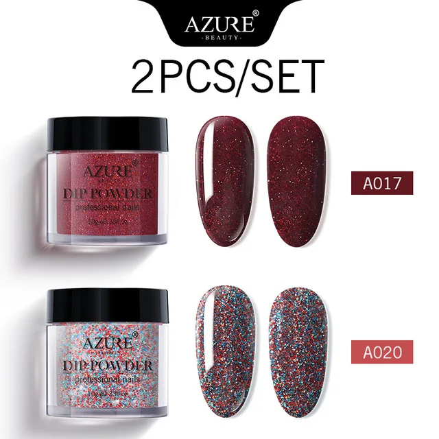 9 Azure beauty 2 шт./лот погружающийся порошок для нейл-арта блестящий порошок Блестящий Сияющий погружающийся порошок верхний гель Базовое покрытие натуральный сухой порошок для ногтей - Цвет: 9