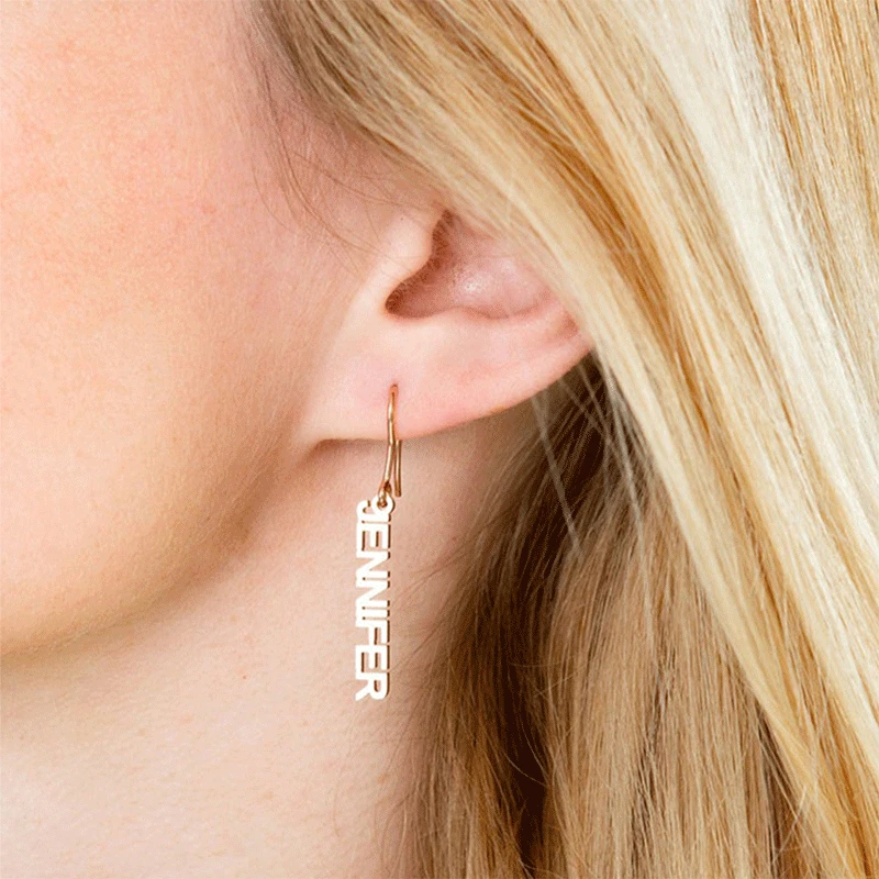 

DIY Customized Name Earrings Personalized 316L Stainless Steel Earrings Custom English Alphabet Pendants Earrings Gift for Women