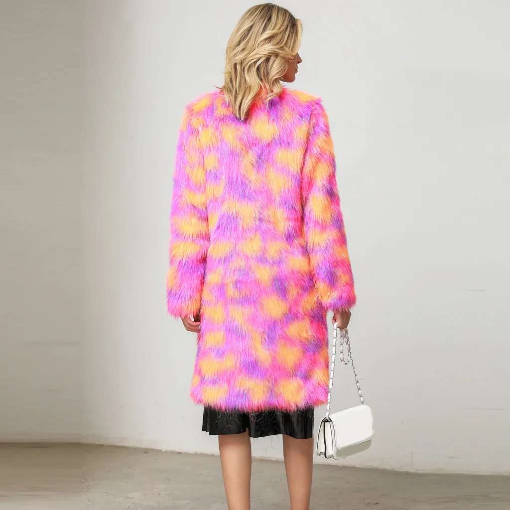 Зимнее женское пальто из искусственного меха высокого качества роскошное