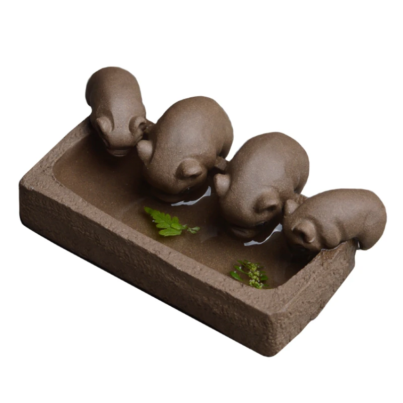 Чай ZiSha для домашних животных Фиолетовый Глиняный чай маленькие свиньи пить воду